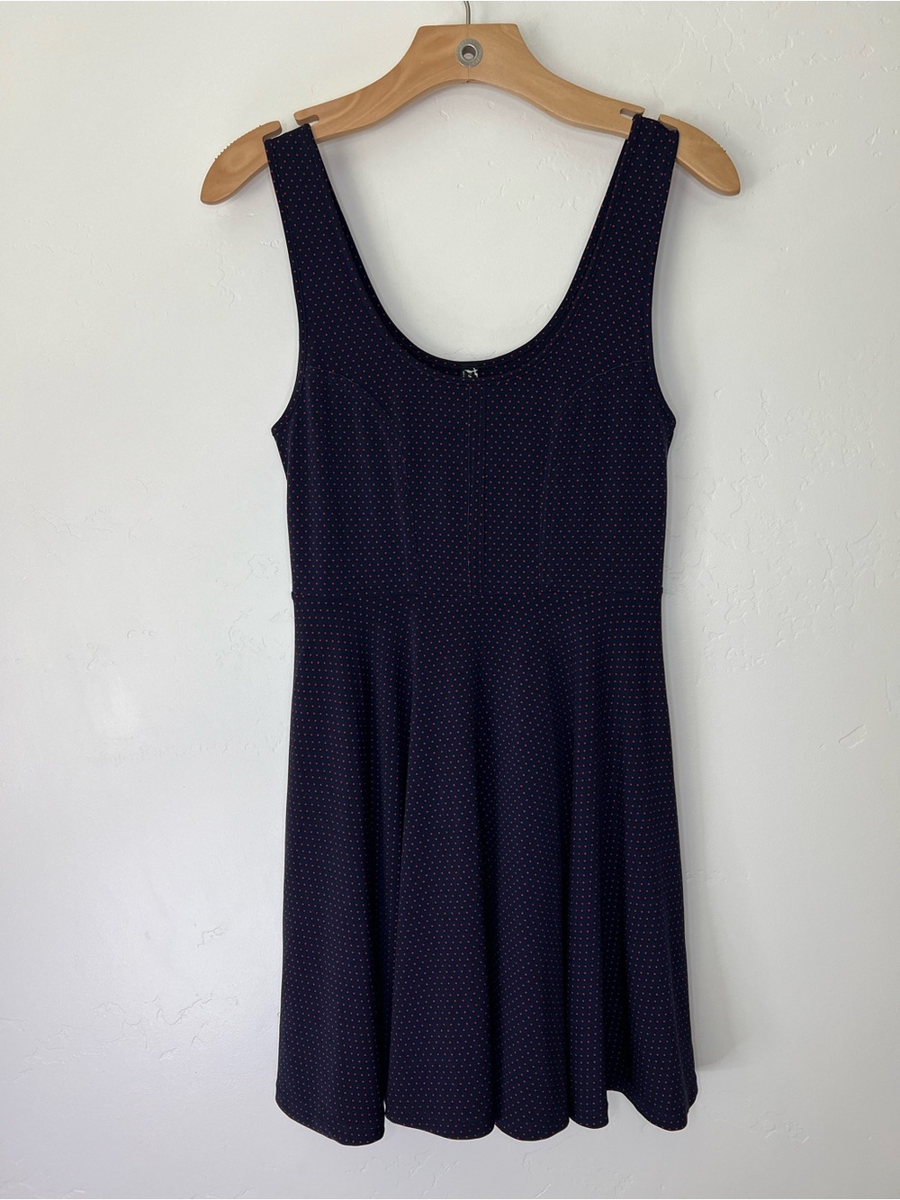 Free People Loving Lola Navy and Red Polka Dot Scoop-Neck Fit & Flare Dress
